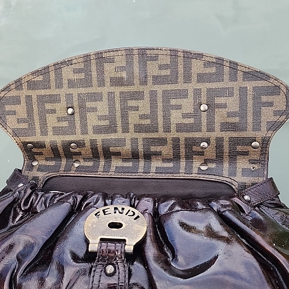 AUTHENTIC RARE FENDI Patent Leather Magic Burgundy Brown Bag - Picture 13 of 16